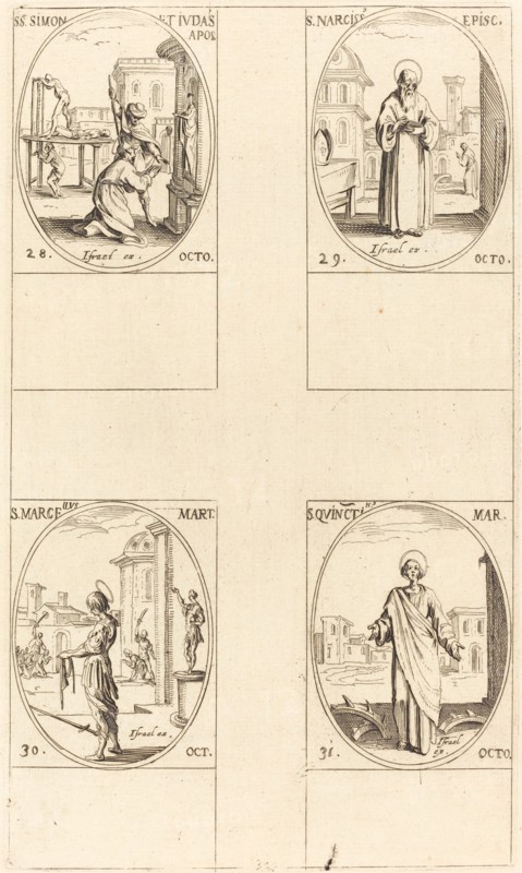 Sts. Simon and Jude, Apostles; St. Narcissus; St. Marcellus; St. Quintin.