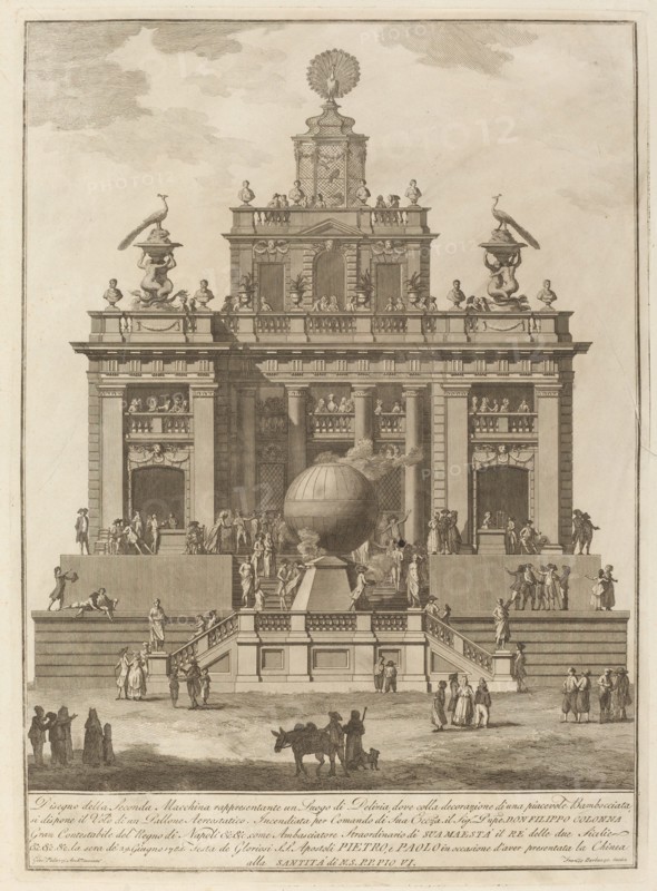 A Place of Delight with an Aerial Balloon, for the "Chinea" Festival, 1785.