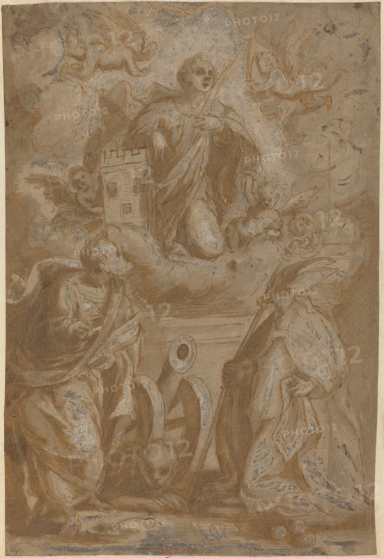 Saint Barbara in Glory with Saints Nicholas and Jerome, second half 16th century.