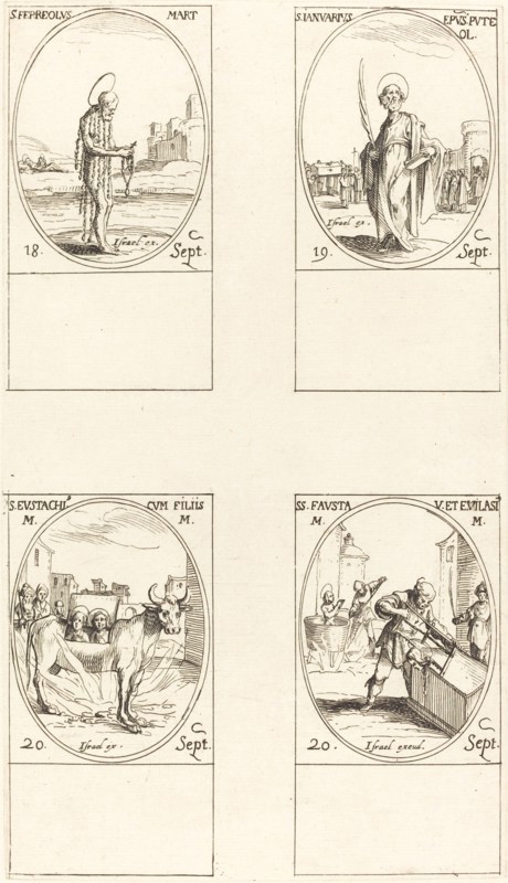 St. Ferreolus; St. Januarius; St. Eustachius & his Children; Sts. Fausta & Evelasius.