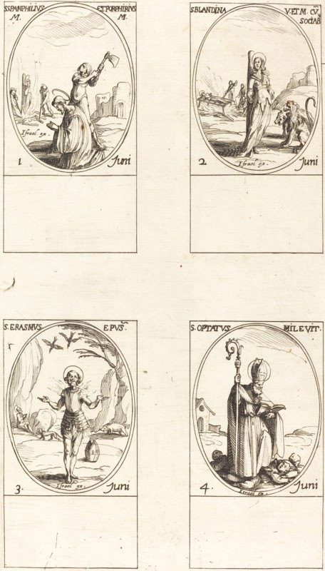 Sts. Pamphilius and Porphyrius; St. Blandina and Companions; St. Erasmus; St. Optatus.