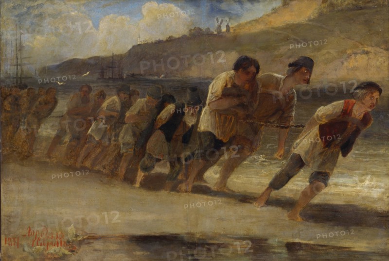 Burlaks on the Volga, 1871. Found in the collection of State Tretyakov Gallery, Moscow.