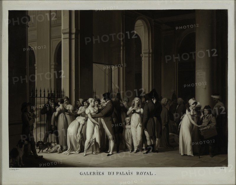 Les Galeries du Palais Royal, 1809. Found in the collection of Musée Carnavalet, Paris.