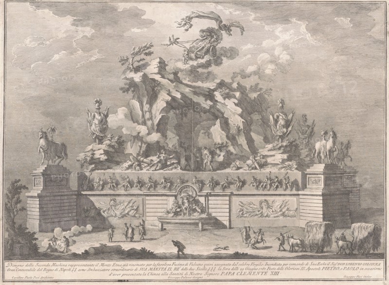 The Seconda Macchina for the Chinea of 1767: Mount Etna with the Forge of Vulcan, 1767.