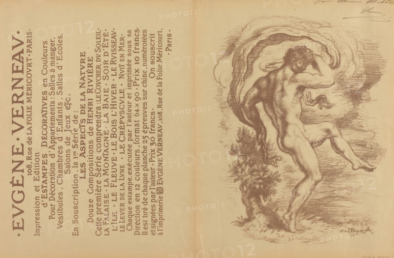 Dancing Nude and Advertisement for Eugène Verneau's "Estampes décoratives" [verso], 1897.