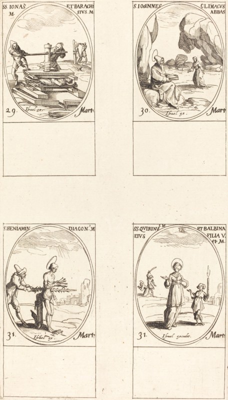 Sts. Jonas & Barachisius; St. John Climacus, Abbot; St. Benjamin; Sts. Quirinus & Balbina.