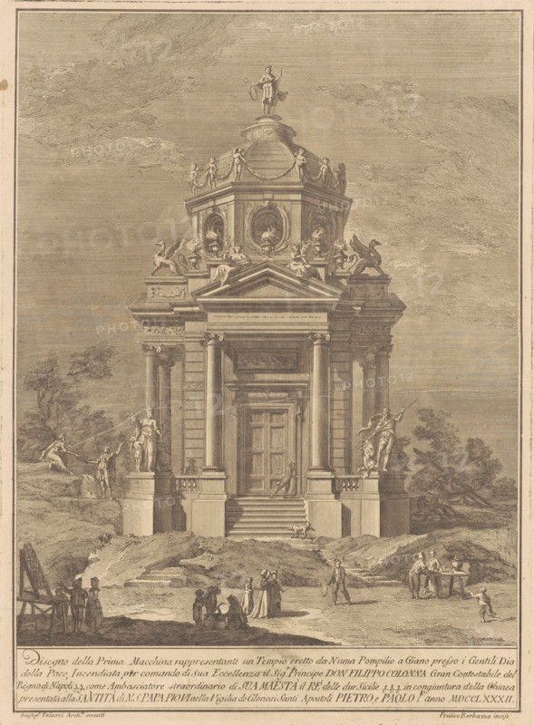 The Prima Macchina for the Chinea of 1782: The Temple of Janus..., 1782. Creator: Francesco Barbazza.