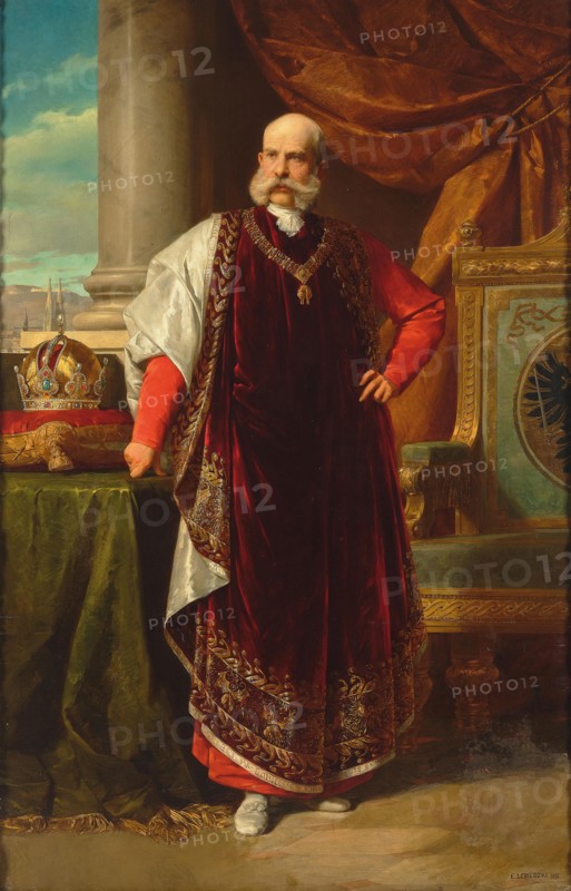 Portrait of Franz Joseph I of Austria as Grand Master of the Golden Fleece, 1891. Creator: Lebiedzki, Eduard (1862-1915).