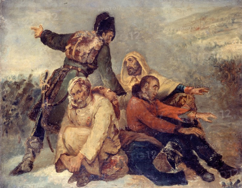 Quatre soldats de l'armée en déroute, c. 1826. Creator: Scheffer, Ary (1795-1858).