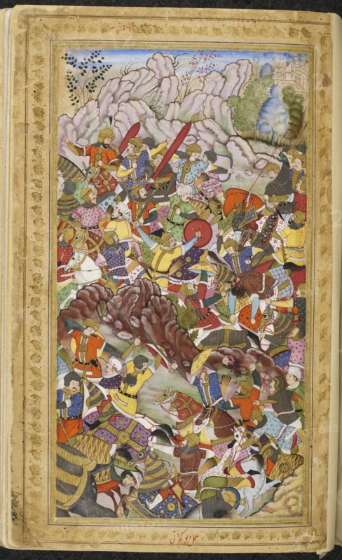 First Battle of Panipat, 1526. Miniature from Baburnama, ca 1592. Creator: Anonymous.
