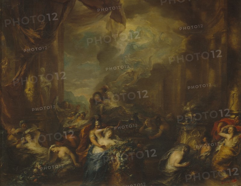 Dido burning herself at the stake. Creator: Elliger, Ottmar (Ottomar), the Younger (1666-1735).