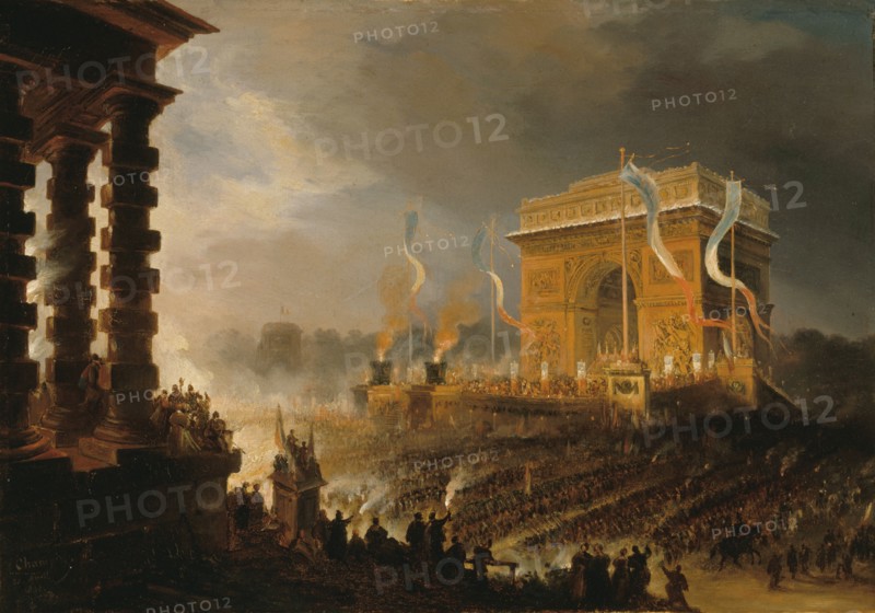 Fête de la Fraternité à l'arc de triomphe de l'Étoile, le soir du 20 avril 1848, 1848. Creator: Champin, Jean-Jacques (1796-1860).