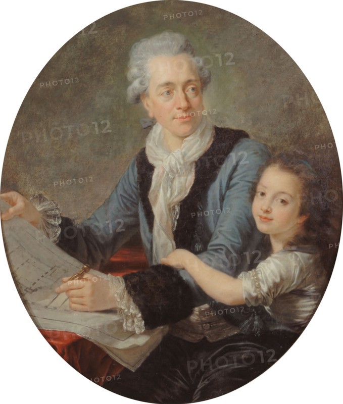 Portrait of the Architect Claude Nicolas Ledoux (1736-1806) with his daughter, ca 1782. Creator: Callet, Antoine-François  .