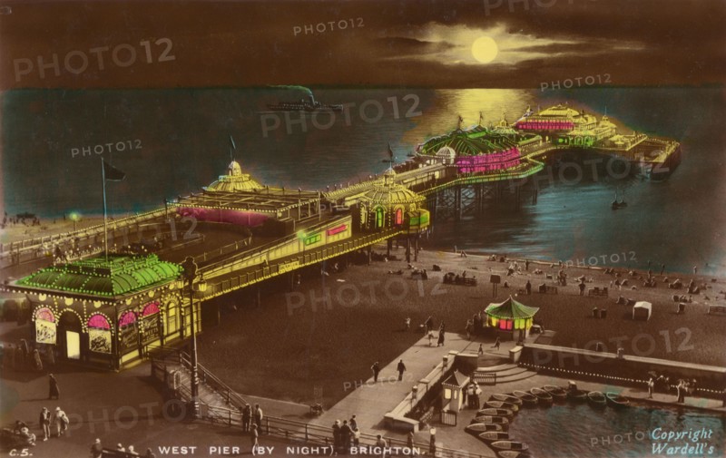 West Pier by night, Brighton, 1939. Creator: Unknown.
