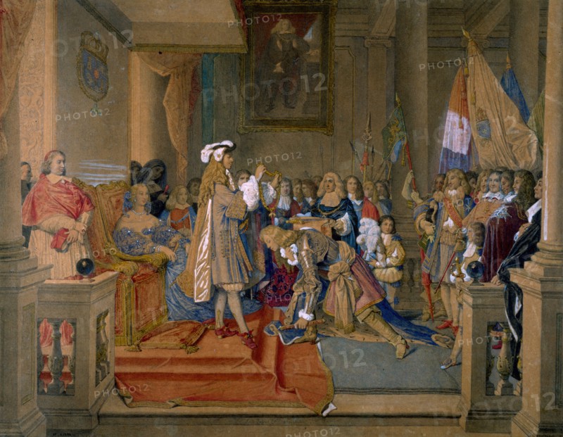Marshal Berwick receiving from King Philip V of Spain the Order of the Golden Fleece, 1864. Creator: Ingres, Jean Auguste Dominique (1780-1867).