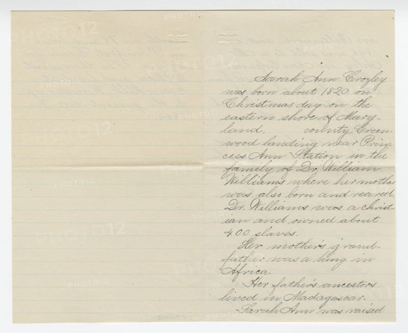 Biography of Sarah Ann Blunt Crozley, December 1884. Creator: Unknown.