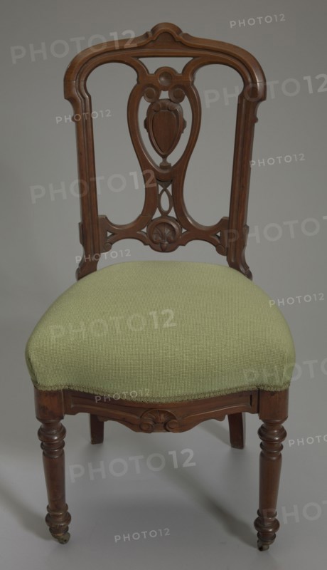 Walnut side chair from the home of Robert Smalls, 1875. Creator: Unknown.