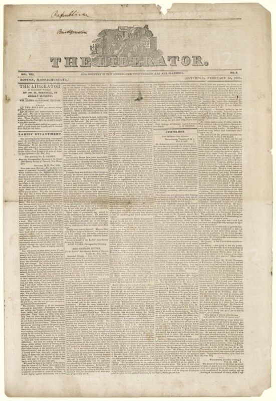 The Liberator Vol. VII, No. 9, February 25, 1837. Creator: Unknown.
