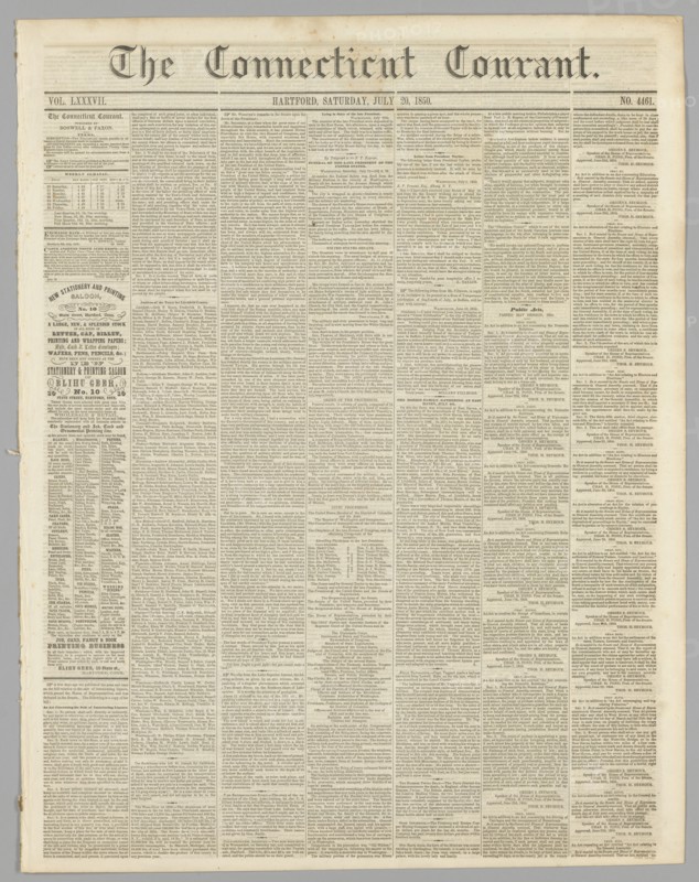 The Connecticut Courant, Vol. LXXXVII, No. 4461, July 20, 1850. Creator: Unknown.