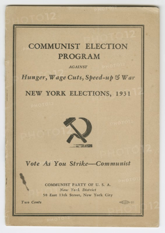 'Communist Election Program Against Hunger, Wage Cuts, Speed-up & War', 1931. Creator: Unknown.