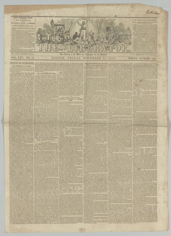 The Liberator, Vol. XXV, No. 47, November 23, 1855. Creator: Unknown.