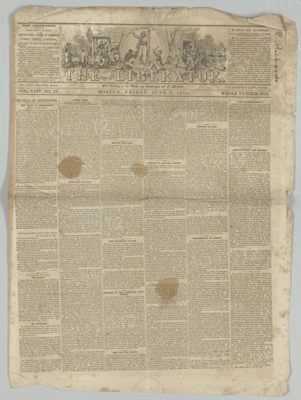 The Liberator, Vol. XXIV, No. 23, June 9, 1854. Creator: Unknown.