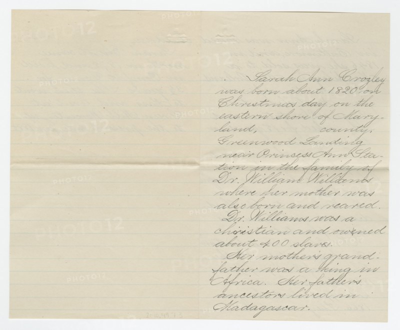Biography of Sarah Ann Blunt Crozley, January 1885. Creator: Unknown.