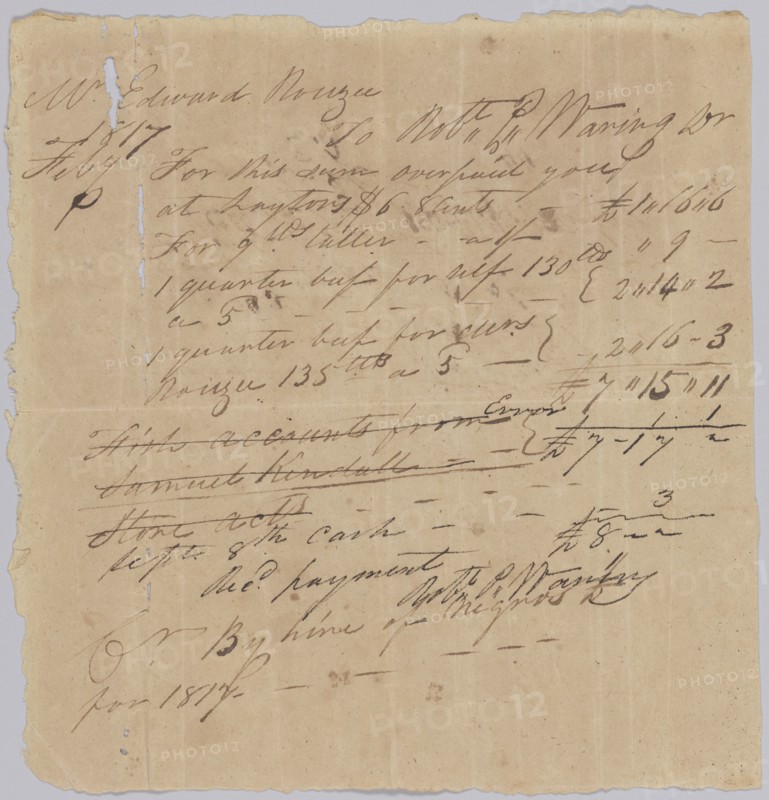 Invoice and receipt for payment by Edward Rouzee, February 1817. Creator: Unknown.