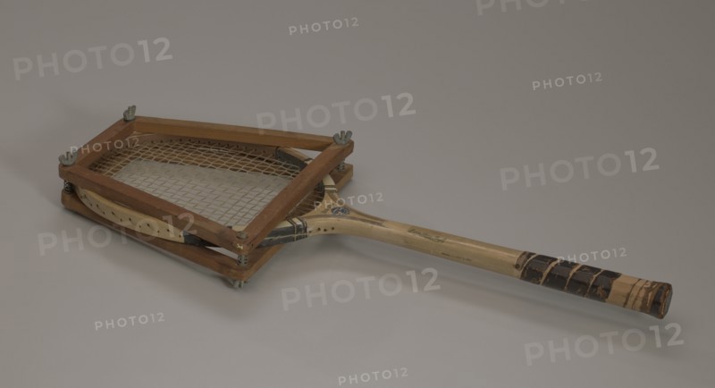 Tennis racquet and frame used by Althea Gibson, mid-late 20th century. Creator: Unknown.