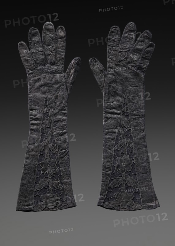 Pair of black leather gloves from Mae's Millinery Shop, 1941-1994. Creator: Unknown.