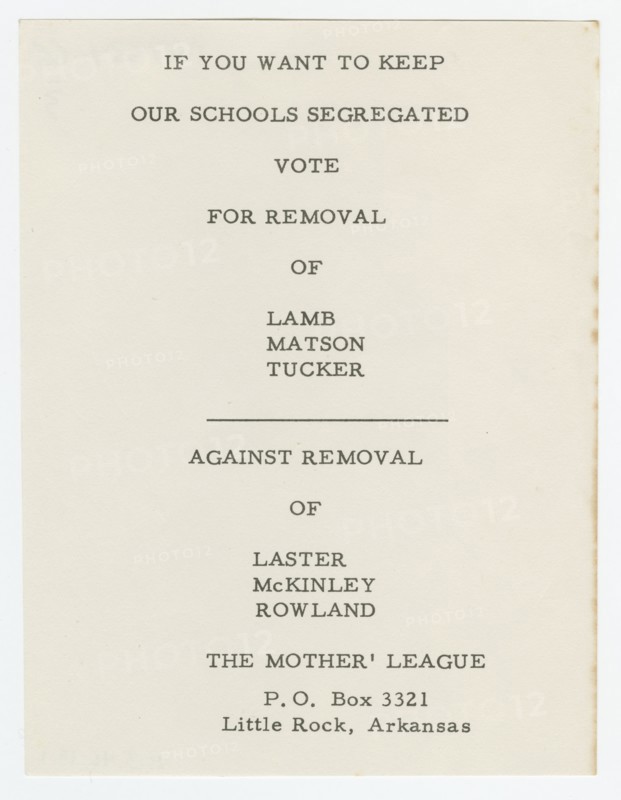 Flier with segregationist voting guide, 1959. Creator: Unknown.