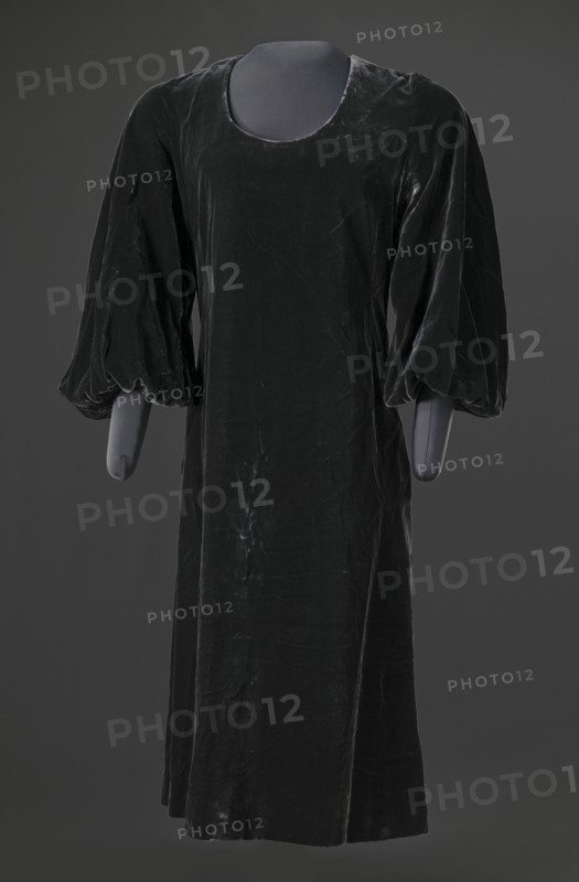 Dark grey velvet dress designed by Arthur McGee, mid 20th-late 20th century. Creator: Arthur McGee.