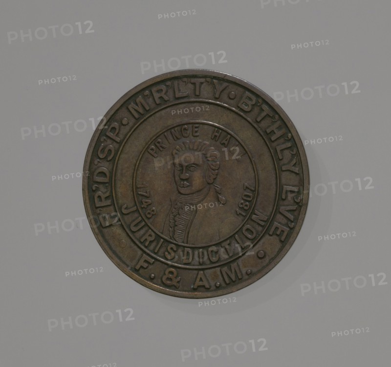 Bronze freemasonry medallion depicting Prince Hall, after 1807. Creator: Unknown.