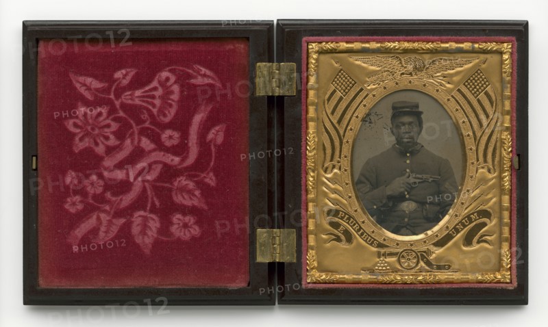 Tintype of an African-American Civil War soldier, 1861 - 1865. Creator: Unknown.