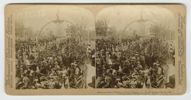 Girls of the Booker Washington School, Tuskegee, Ala. -- Mrs. McKinley in near carriage., 1899. Creators: Underwood & Underwood, Strohmeyer & Wyman.