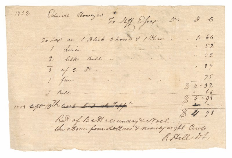 Record of taxes on property, including enslaved persons, owned by Edward Rouzee, September 1803. Creator: Unknown.