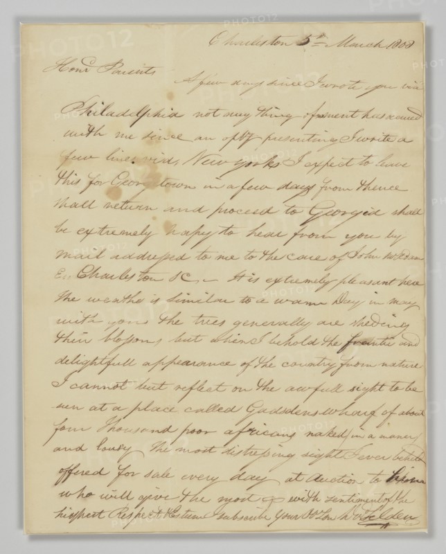 Letter to Reverend David Selden from his son David Selden, March 5, 1808. Creator: David Selden.
