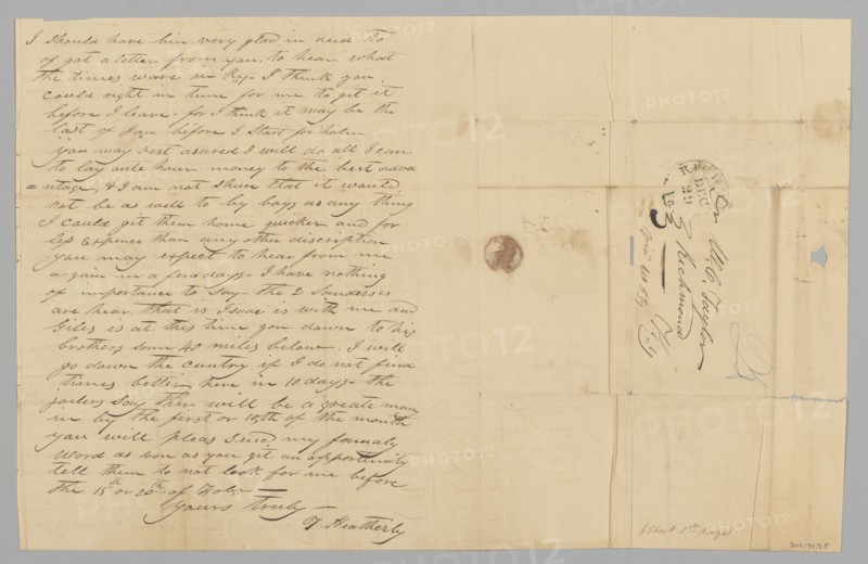 Letter to M. C. Taylor from T. Heatherly regarding the slave trade, December 28, 1840. Creator: T. Heatherly.