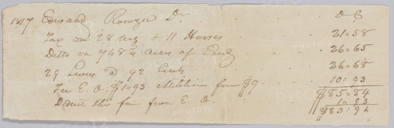 Record of taxes on property, including enslaved persons, owned by Edward Rouzee, October 2, 1817. Creator: Unknown.
