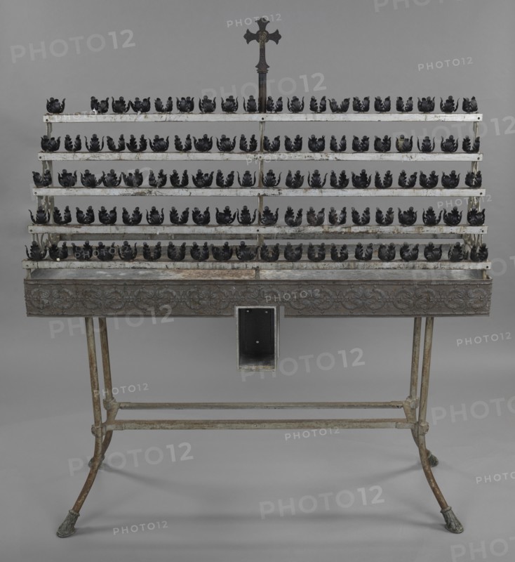 Votive candle stand with base from Saint Augustine Catholic Church, 20th century. Creator: Unknown.