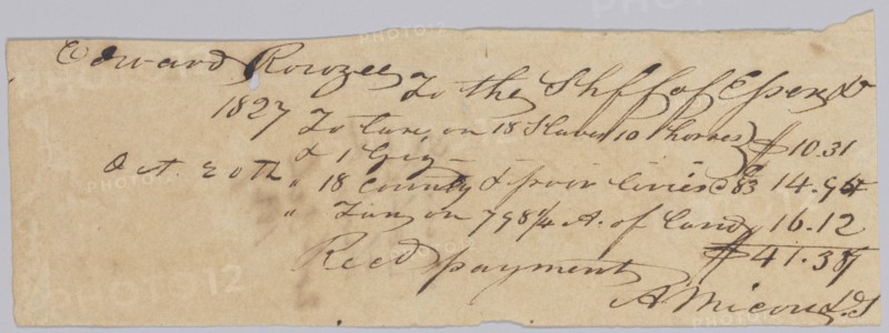 Record of taxes on property, including enslaved persons, owned by Edward Rouzee, October 20, 1827. Creator: Unknown.