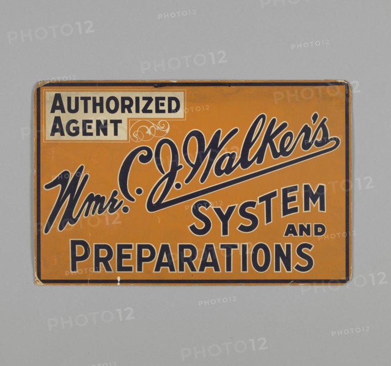 Sign for authorized agent of Mme. C.J. Walker's, ca. 1930. Creator: Unknown.