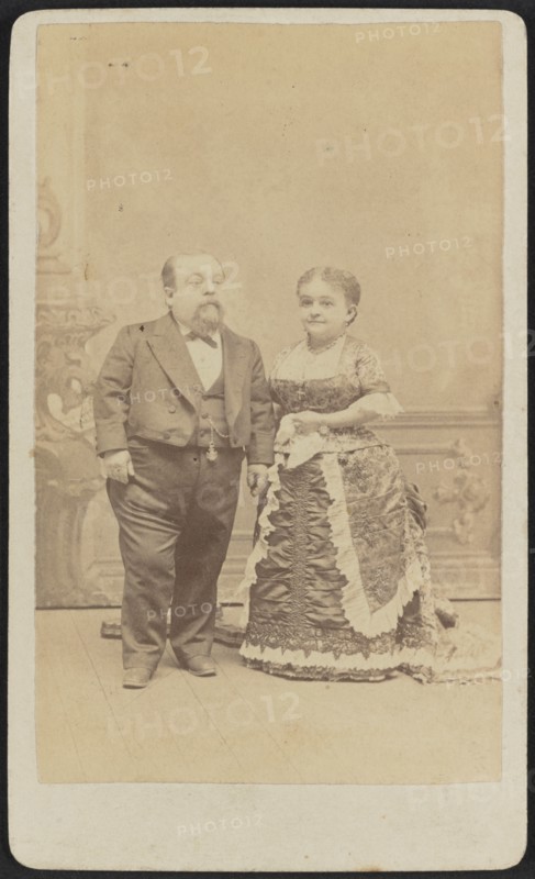 Carte-de-visite portrait of Tom Thumb and Lavinia Warren, 1880-1883. Creator: Unknown.