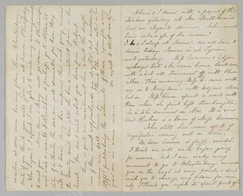 Letter from Mary Jane Hale Welles to Gideon Welles, August 15, 1863. Creator: Mary Hale.