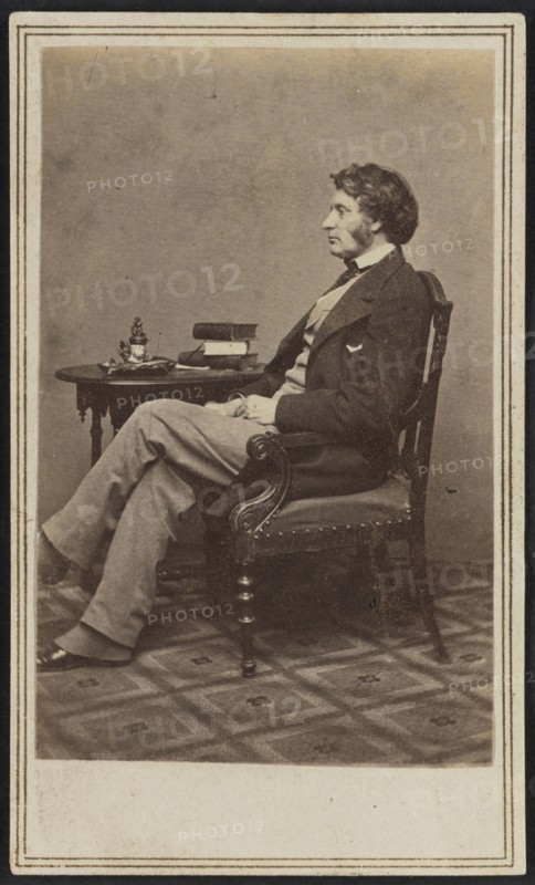 Carte-de-visite portrait of Charles Sumner, 1860s. Creators: Mathew Brady, Charles Sumner.