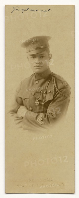 Photograph of Cpl. Lawrence McVey in uniform wearing the Croix de Guerre medal, ca. 1920. Creator: Alva Studio.