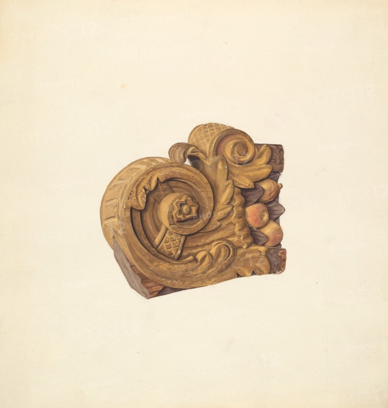 Billethead from a Rockport Schooner, c. 1938. Creator: Betty Fuerst.