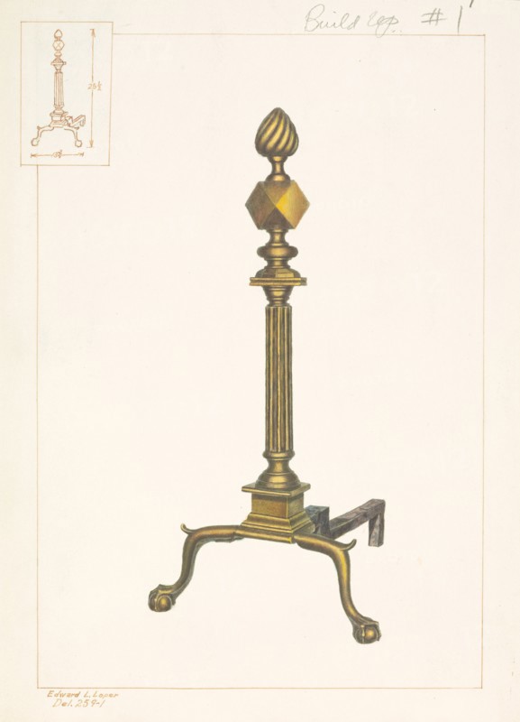 Brass Andirons, c. 1938. Creator: Edward L Loper.