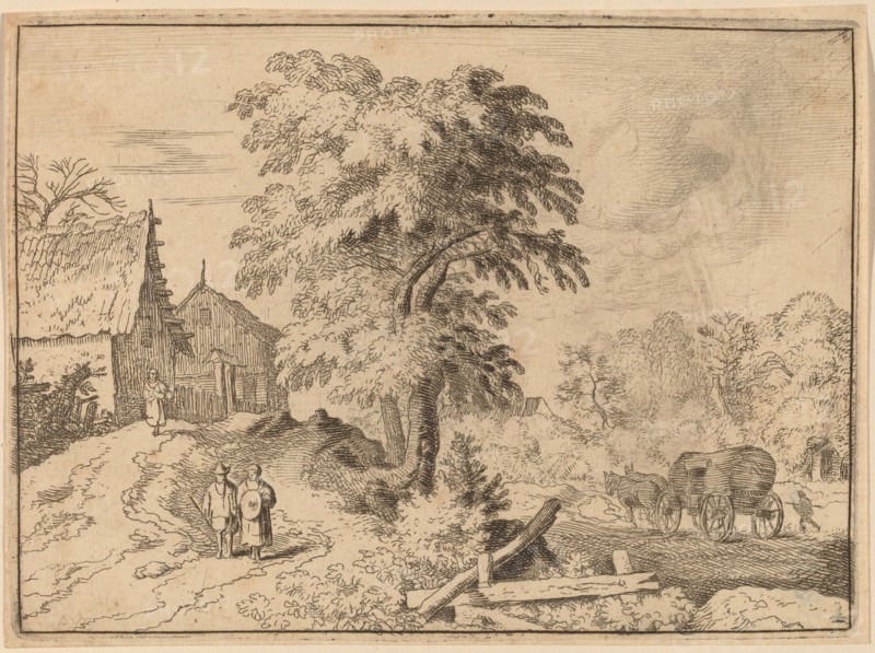 Cart with Two Draft Horses, probably c. 1645/1656. Creator: Allart van Everdingen.