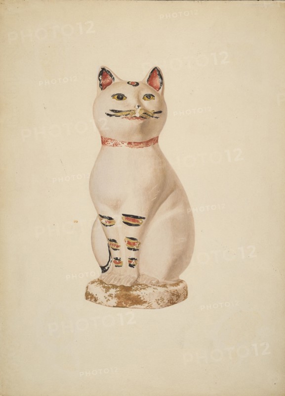 Chalkware Cat, c. 1940. Creator: Betty Fuerst.